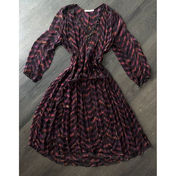 Of Two Minds 100% Silk‎ Long Sleeve Sheer Maxi Dress Multicolor Large - Picture 8 of 8